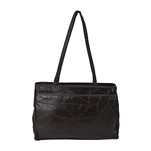 Dark Brown Sheep Leather Tote Bag with Handle Drop 13