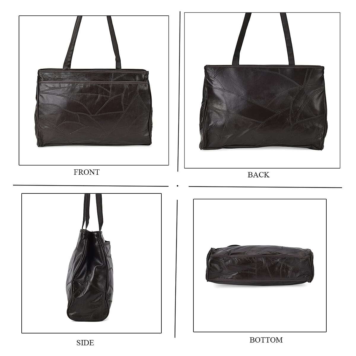 Dark Brown Sheep Leather Tote Bag with Handle Drop 13 image number 3