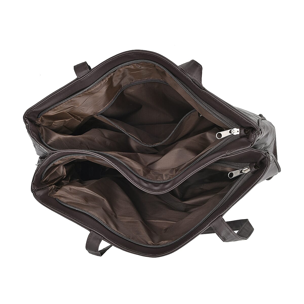 Dark Brown Sheep Leather Tote Bag with Handle Drop 13 image number 4