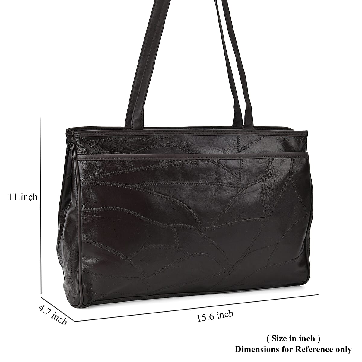 Dark Brown Sheep Leather Tote Bag with Handle Drop 13 image number 6