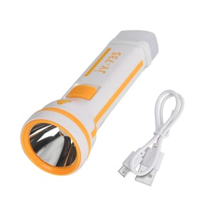 Orange Portable Solar Flash Light 1000mAh Battery, Power by Solar Charging and USB Cable