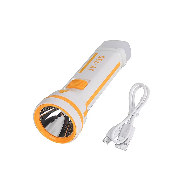 Orange Portable Solar Flash Light 1000mAh Battery, Power by Solar Charging and USB Cable