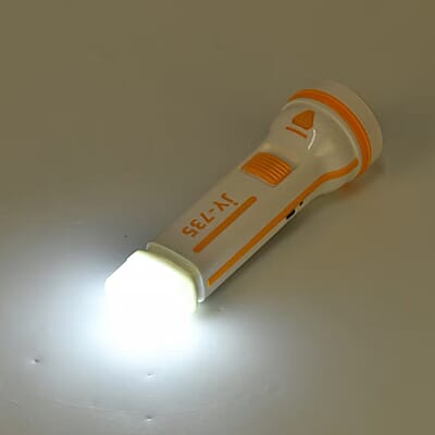 Orange Portable Solar Flash Light 1000mAh Battery, Power by Solar Charging and USB Cable