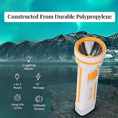 Orange Portable Solar Flash Light 1000mAh Battery, Power by Solar Charging and USB Cable
