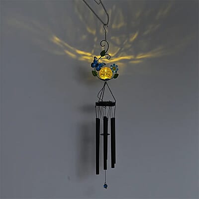 Outdoor Colorful Butterfly Solar Wind Chime with 1 Bright LED