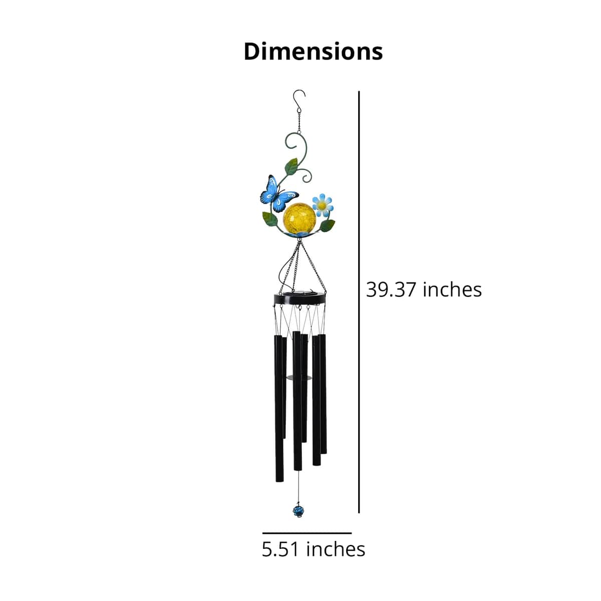 Outdoor Colorful Butterfly Solar Wind Chime with 1 Bright LED image number 7