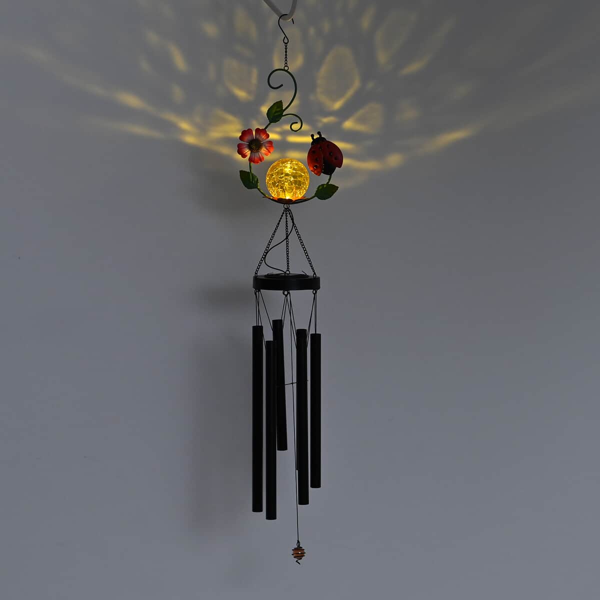 Outdoor Colorful Floral Solar Wind Chime with 1 Bright LED image number 1