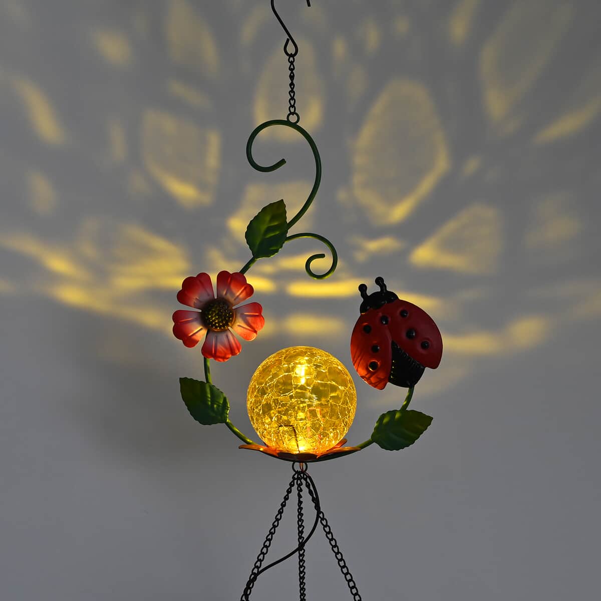 Outdoor Colorful Floral Solar Wind Chime with 1 Bright LED image number 2
