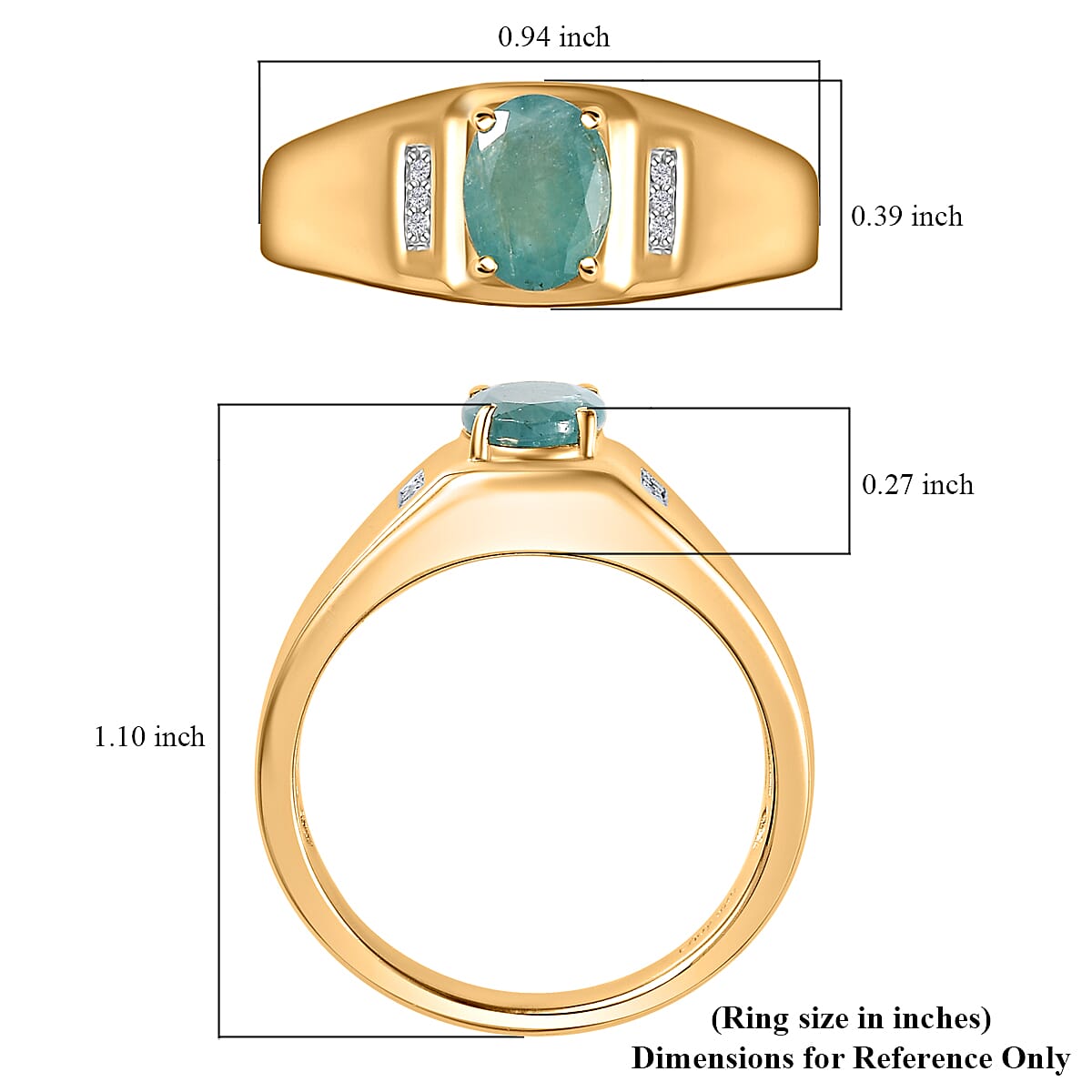 Premium Grandidierite and White Zircon Men's Ring in Vermeil Yellow Gold Over Sterling Silver (Size 10.0) 1.30 ctw