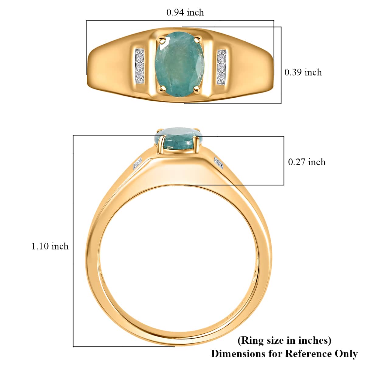 Premium Grandidierite and White Zircon Men's Ring in Vermeil Yellow Gold Over Sterling Silver 1.30 ctw image number 5