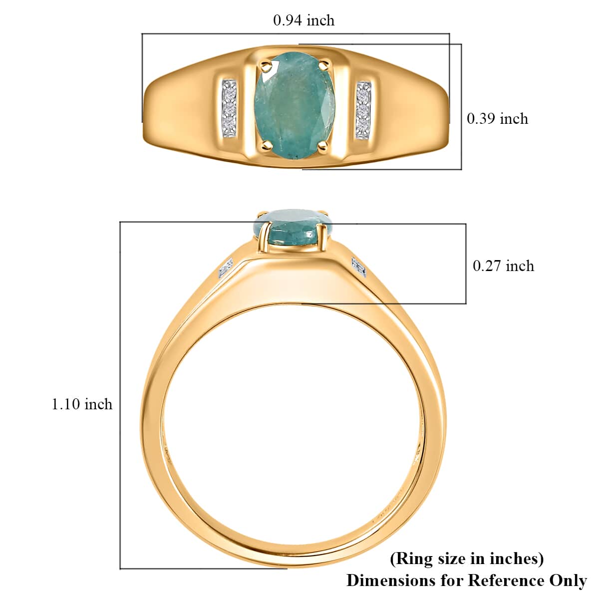 Premium Grandidierite and White Zircon Men's Ring in Vermeil Yellow Gold Over Sterling Silver (Size 11.0) 1.30 ctw image number 5