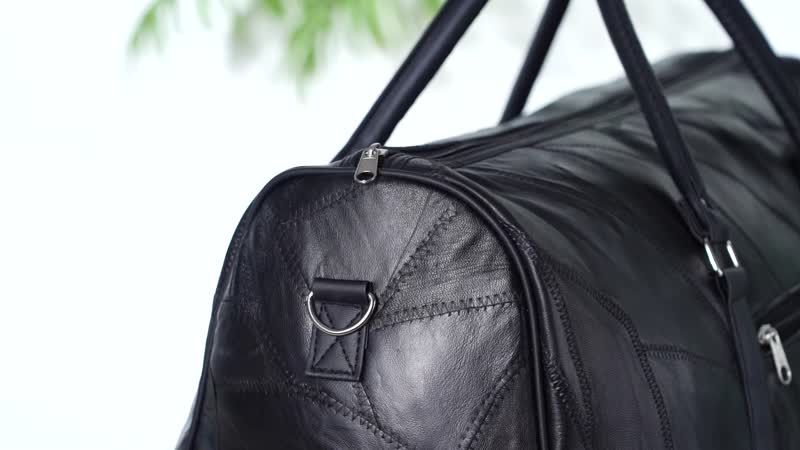 Black Sheep Leather Travel Bag with Handle Drop 8.7 and Long Shoulder Strap 54.7