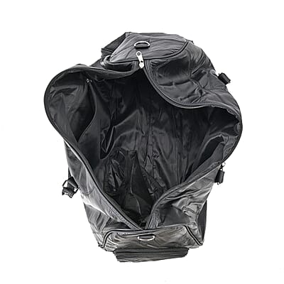 Black Sheep Leather Travel Bag with Handle Drop 8.7 Inches and Long Shoulder Strap 54.7 Inches