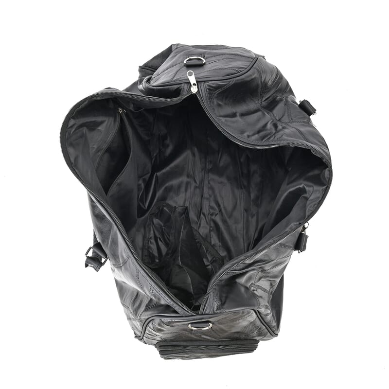 Black Sheep Leather Travel Bag with Handle Drop 8.7 Inches and Long Shoulder Strap 54.7 Inches