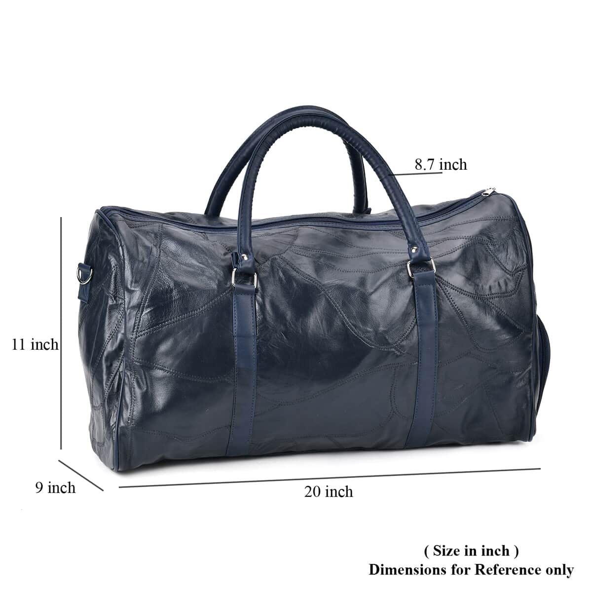 Navy Sheep Leather Travel Bag with Handle Drop 8.7 Inches and Long Shoulder Strap 54.7 Inches image number 6