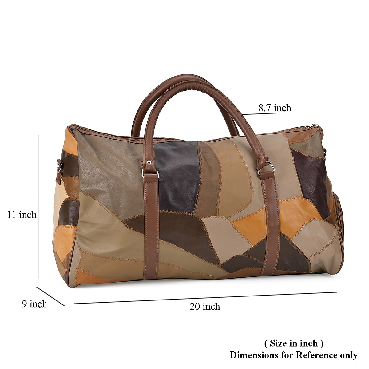 Multi Color Sheep Leather Travel Bag with Handle Drop 8.7 Inches and Long Shoulder Strap 54.7 Inches image number 6