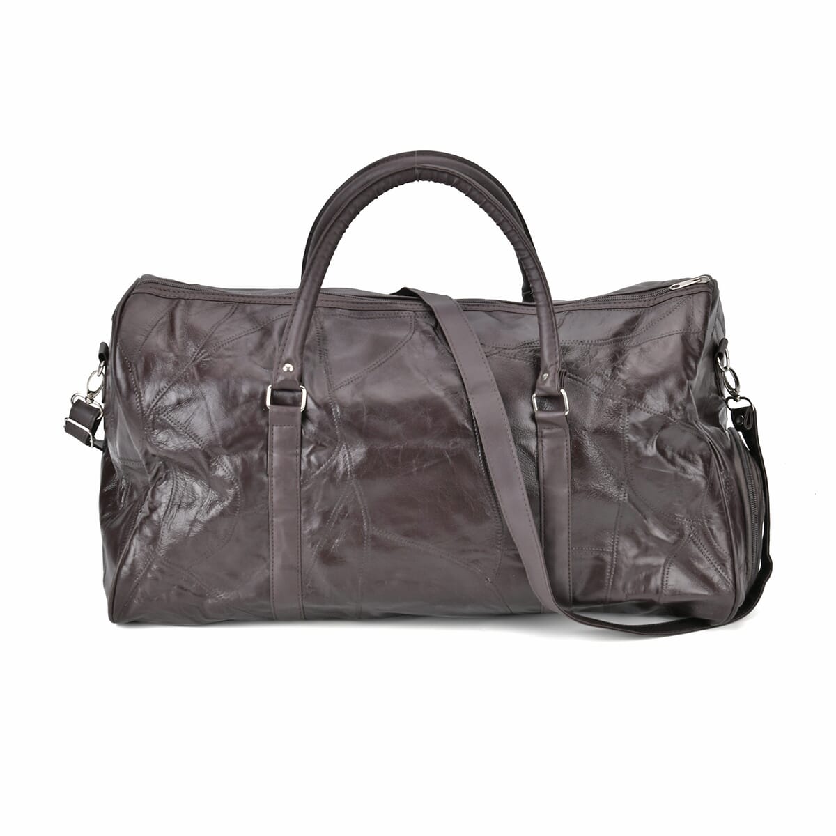 Dark Brown Sheep Leather Travel Bag with Handle Drop 8.7 Inches and Long Shoulder Strap 54.7 Inches image number 0