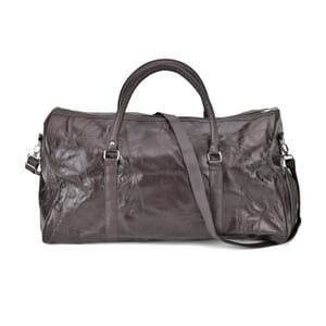 Dark Brown Sheep Leather Travel Bag with Handle Drop 8.7 Inches and Long Shoulder Strap 54.7 Inches