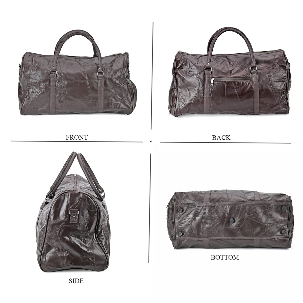Dark Brown Sheep Leather Travel Bag with Handle Drop 8.7 Inches and Long Shoulder Strap 54.7 Inches image number 3