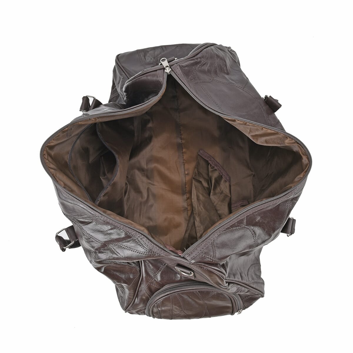 Dark Brown Sheep Leather Travel Bag with Handle Drop 8.7 Inches and Long Shoulder Strap 54.7 Inches image number 4