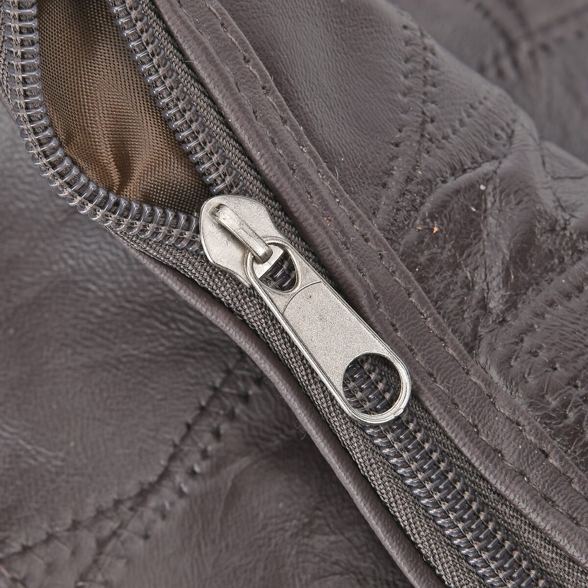 Dark Brown Sheep Leather Travel Bag with Handle Drop 8.7 Inches and Long Shoulder Strap 54.7 Inches image number 5