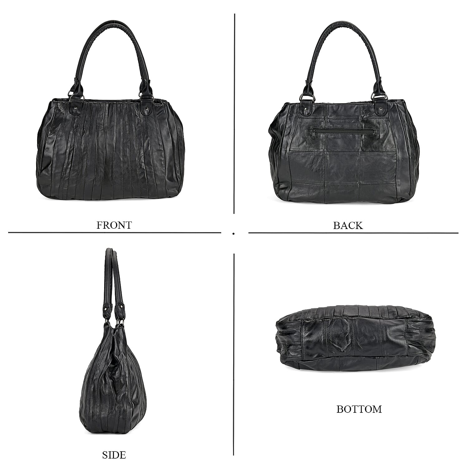 Black Sheepskin Leather Crossbody Bag with Shoulder Strap