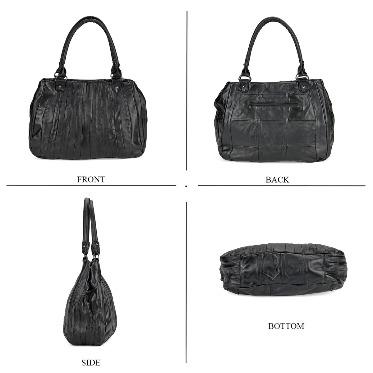Black Sheepskin Leather Crossbody Bag with Shoulder Strap image number 3
