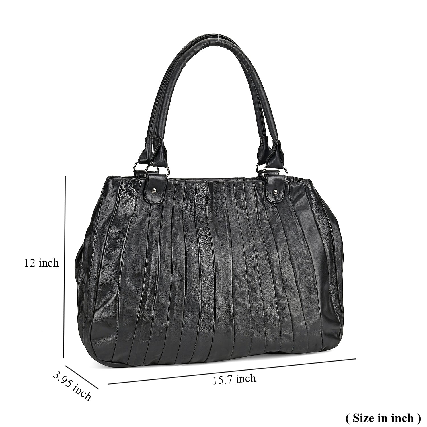 Black Sheepskin Leather Crossbody Bag with Shoulder Strap