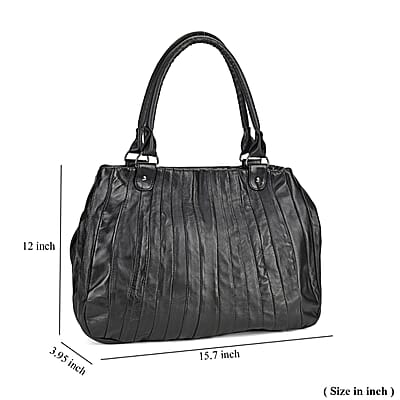 Black Sheepskin Leather Crossbody Bag with Shoulder Strap