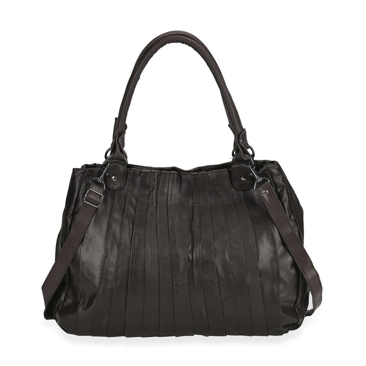 Dark Brown Sheepskin Leather Crossbody Bag with Shoulder Strap image number 0