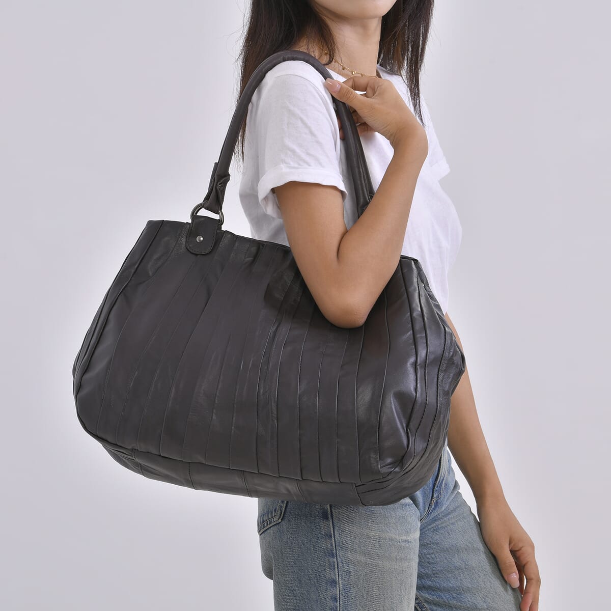 Dark Brown Sheepskin Leather Crossbody Bag with Shoulder Strap image number 2