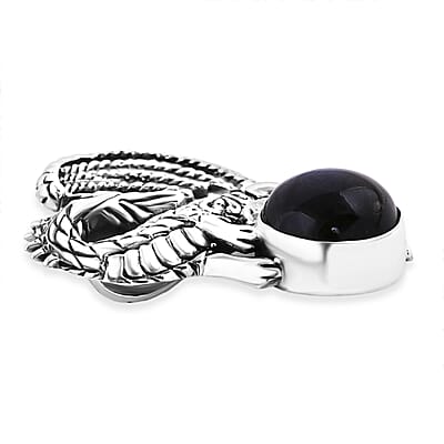 Bali Legacy Malagasy Labradorite 7.30 ctw Dragon Pendant without Chain in Sterling Silver 