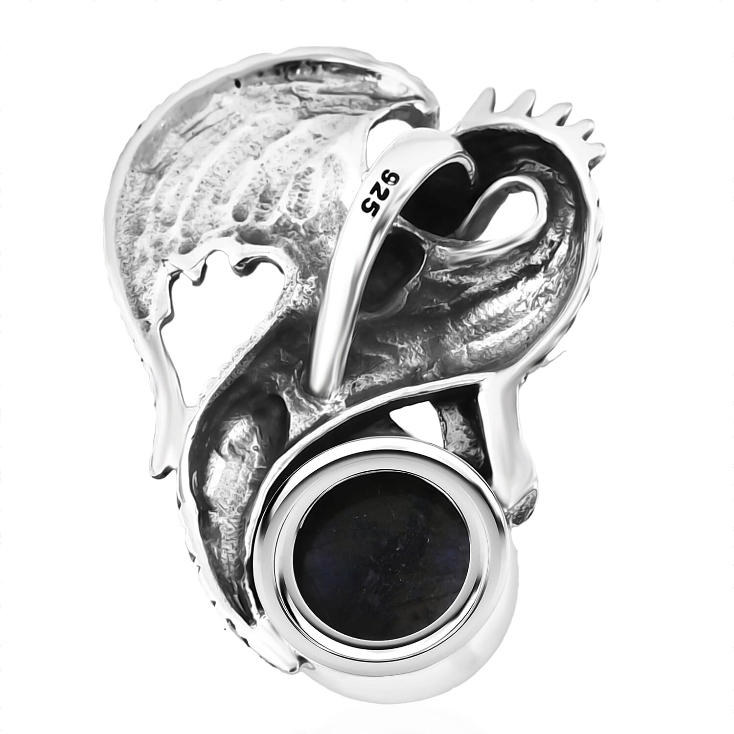 Bali Legacy Malagasy Labradorite 7.30 ctw Dragon Pendant without Chain in Sterling Silver 