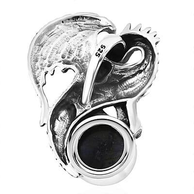 Bali Legacy Malagasy Labradorite 7.30 ctw Dragon Pendant without Chain in Sterling Silver 