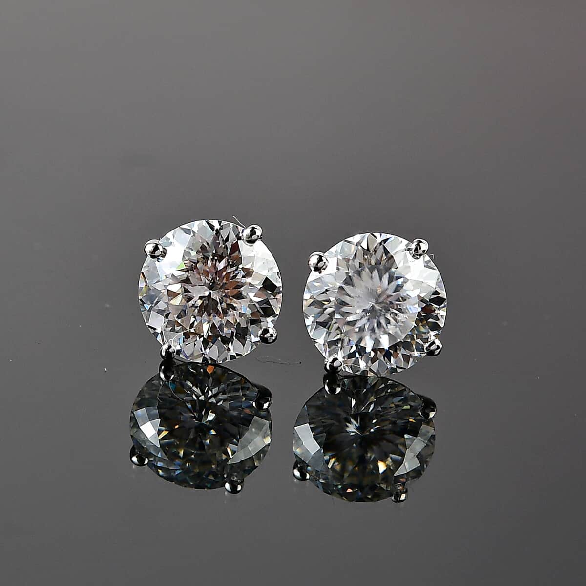 Luxoro 10K White Gold 120 Facets Moissanite Solitaire Earrings 2.00 ctw image number 1