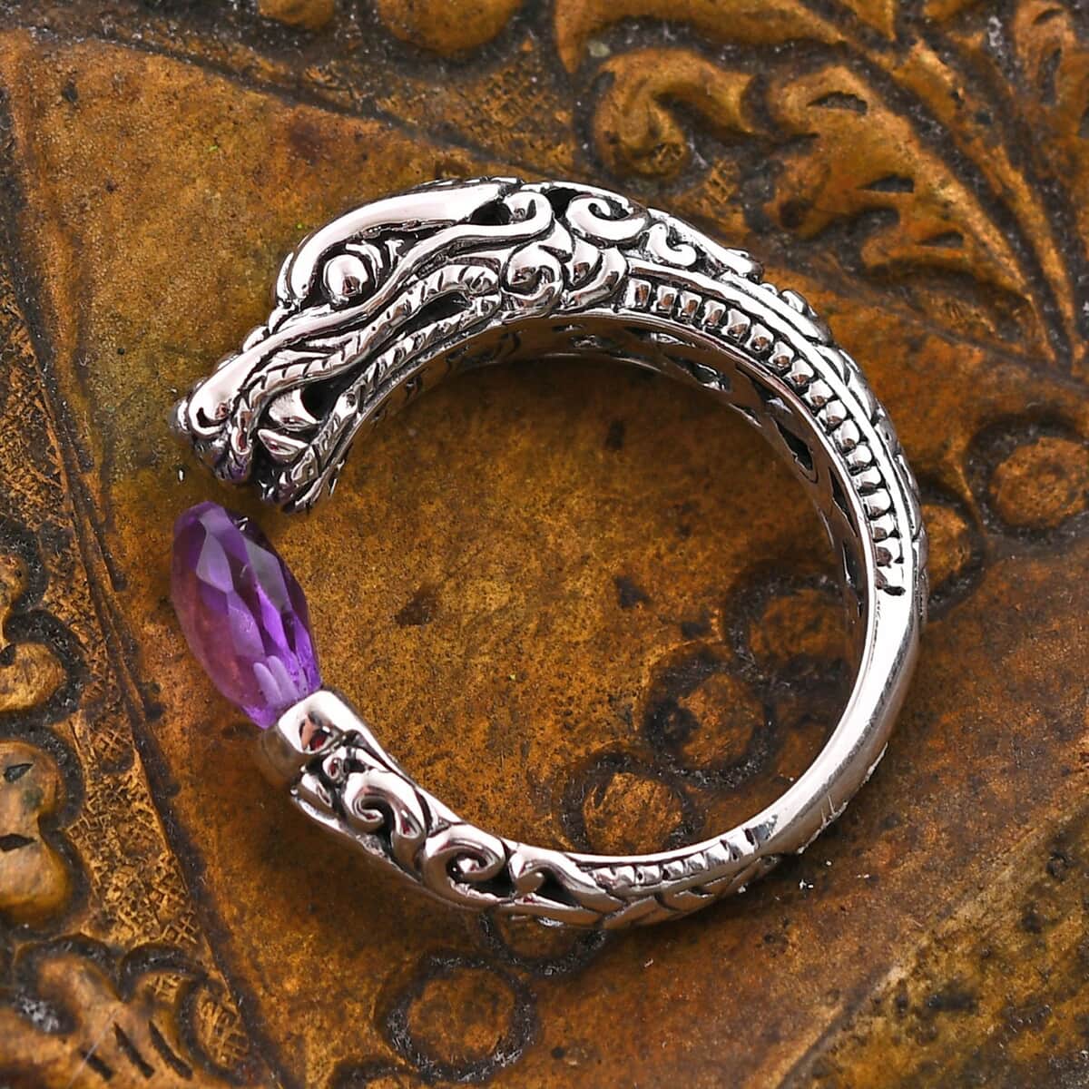 Bali Legacy Briolitte Cut African Amethyst 1.70 ctw Ring in Sterling Silver (Size 10.0)  image number 1