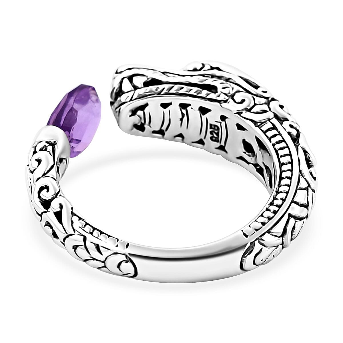 Bali Legacy Briolitte Cut African Amethyst 1.70 ctw Ring in Sterling Silver (Size 8.0)  image number 4