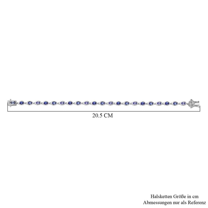 Tanzanite 5.28 ctw Bracelet in Rhodium Over Sterling Silver (7.50 In)