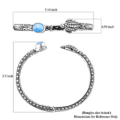 Bali Legacy Larimar Turtle Cuff Bracelet in Sterling Silver (7.25 In) 3.20 ctw
