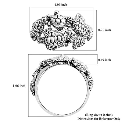Bali Legacy Turtle Ring in Sterling Silver (Size 10.0) 5.50 Grams