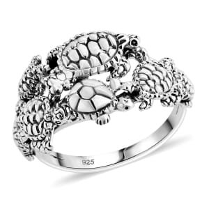 Bali Legacy Turtle Ring in Sterling Silver (Size 6.0) 5 Grams