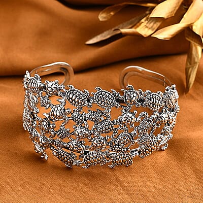 Bali Legacy Turtle Cuff Bracelet in Sterling Silver (6.50 In) 36.15 Grams