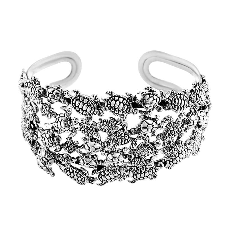 D'Joy Bali Legacy Turtle Cuff Bracelet in Sterling Silver (7.25 In) 35.25 Grams