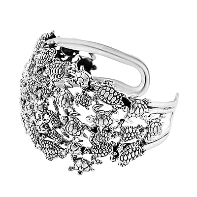 D'Joy Bali Legacy Turtle Cuff Bracelet in Sterling Silver (7.25 In) 35.25 Grams