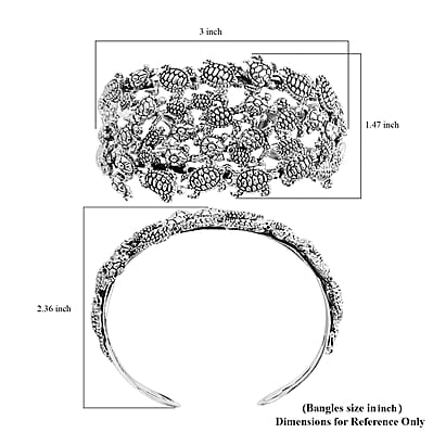 D'Joy Bali Legacy Turtle Cuff Bracelet in Sterling Silver (7.25 In) 35.25 Grams
