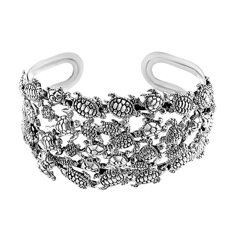 Bali Legacy Turtle Cuff Bracelet in Sterling Silver (8.0 In) 38 Grams