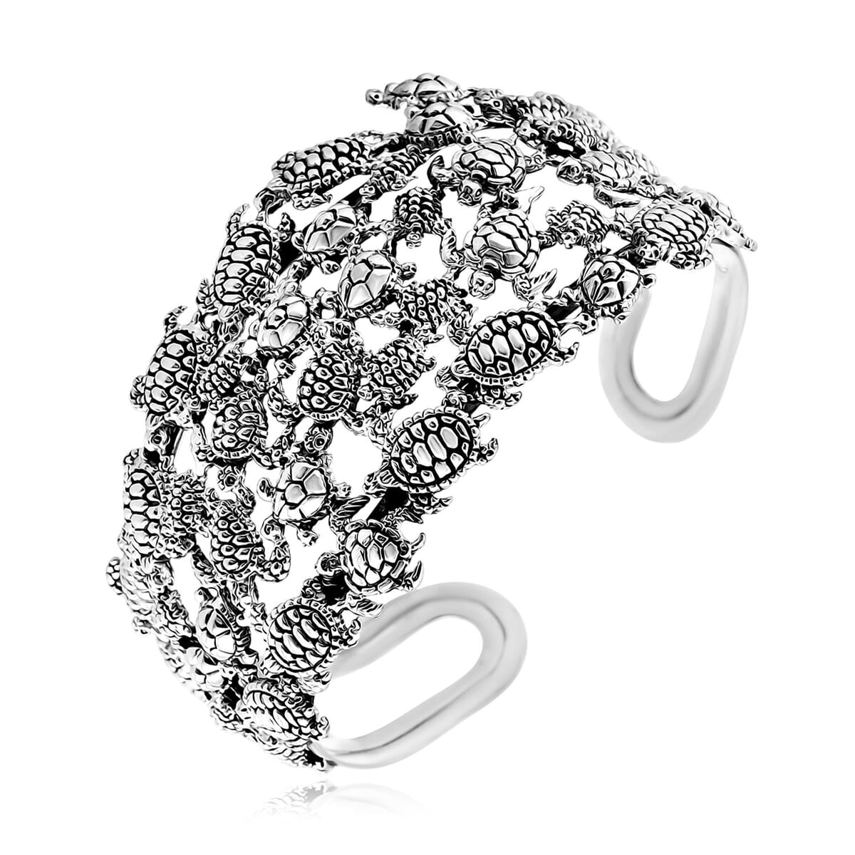 Bali Legacy Turtle Cuff Bracelet in Sterling Silver (8.0 In) 38 Grams image number 3