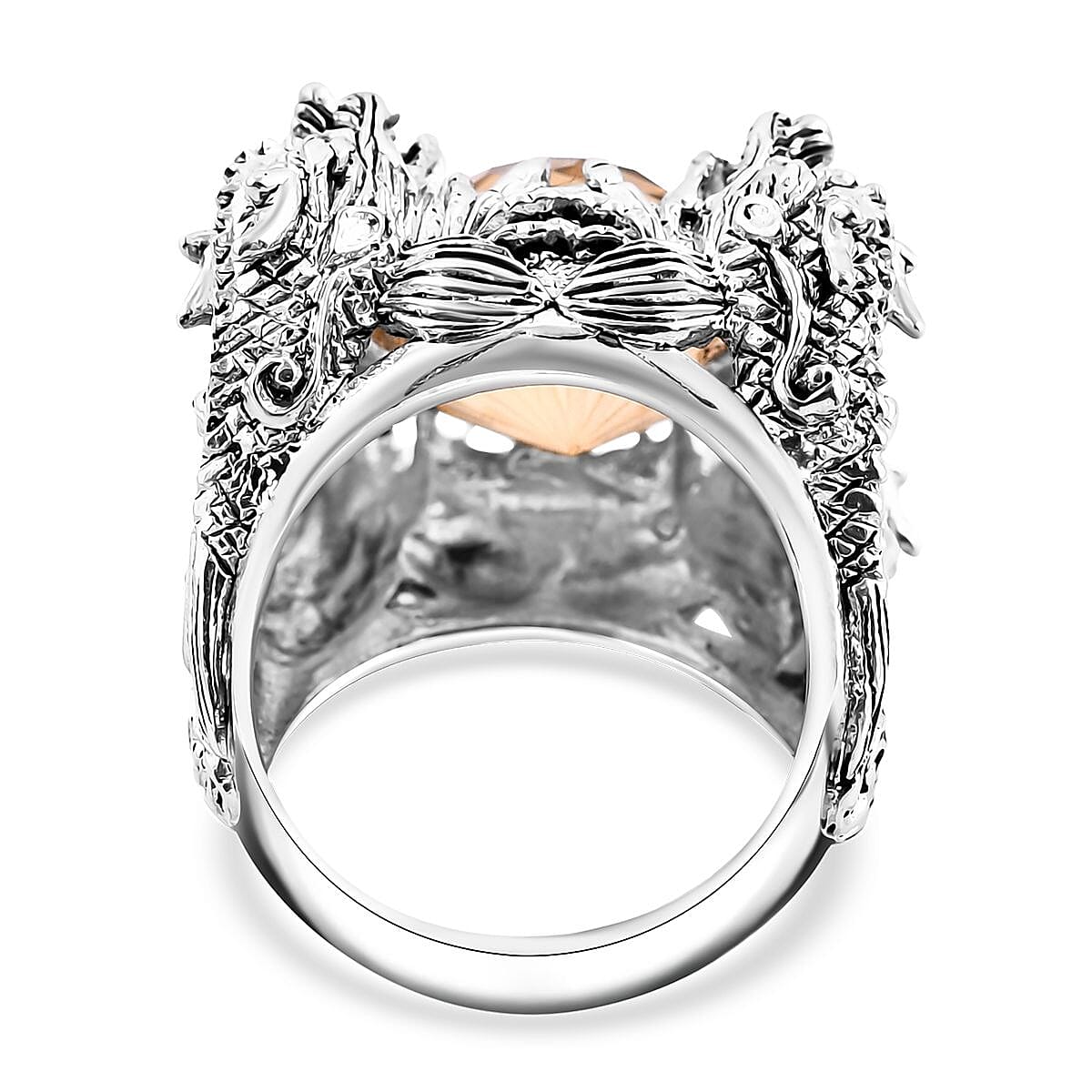 Bali Legacy Starburst Cut Brazilian Citrine 12.25 ctw Dragon Ring in Sterling Silver (Size 6.0) image number 4