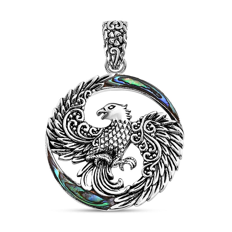 Bali Legacy Abalone Shell Phoenix Pendant without Chain in Sterling Silver