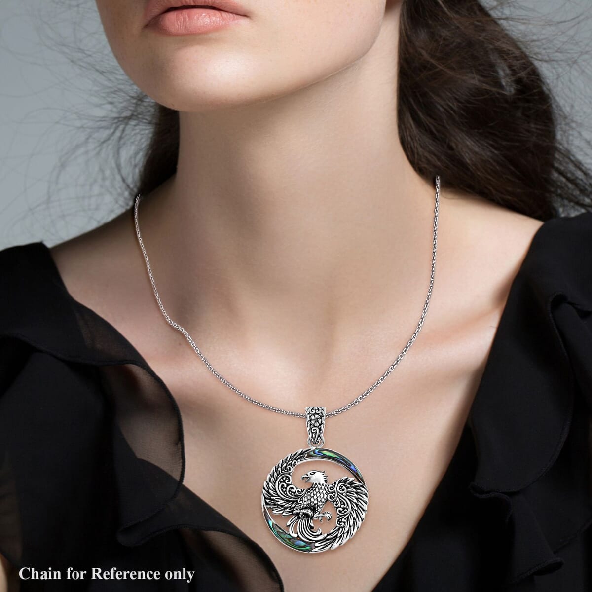 Bali Legacy Abalone Shell Phoenix Pendant in Sterling Silver image number 2